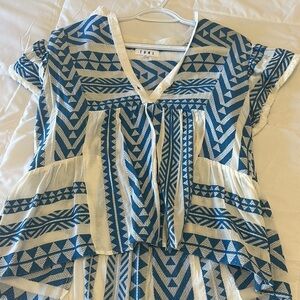 THML Blue and White Sailor Collar Short Sleeve Blouse